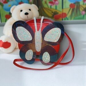 Little Girls Red Butterfly Crossbody Bag